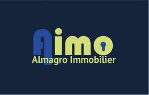 logo agent immobilier moderne paris bleu vif et jaune