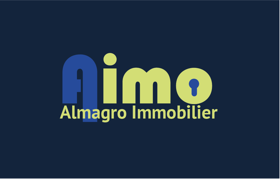 logo agent immobilier moderne paris bleu vif et jaune